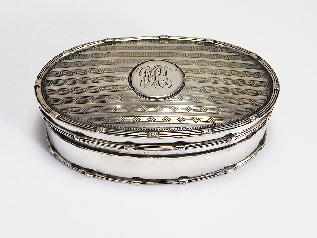 Appraisal: Oval fitted ring box for four rings having engine turned