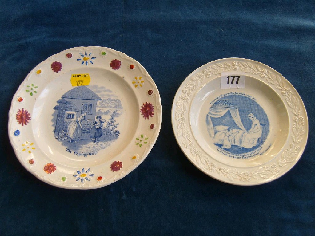 Appraisal: Two early th century child's plates one with blue and