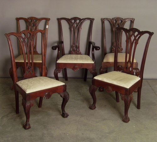 Appraisal: Assembled set of eight Chippendale style mahogany dining chairs