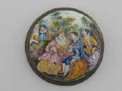 Appraisal: An antique watch cover enamelled inside and out with players