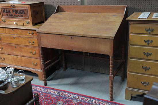 Appraisal: TALL DESK Cherry with a red wash Large pigeon holed