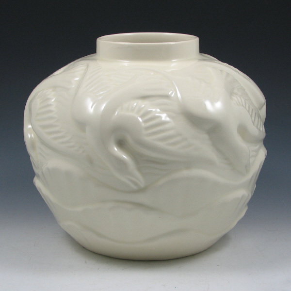 Appraisal: Boch Freres spherical vase with seagulls in white gloss Marked