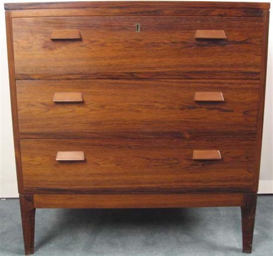 Appraisal: John Stuart Made in Denmark Rosewood Three-drawer Chest with fine