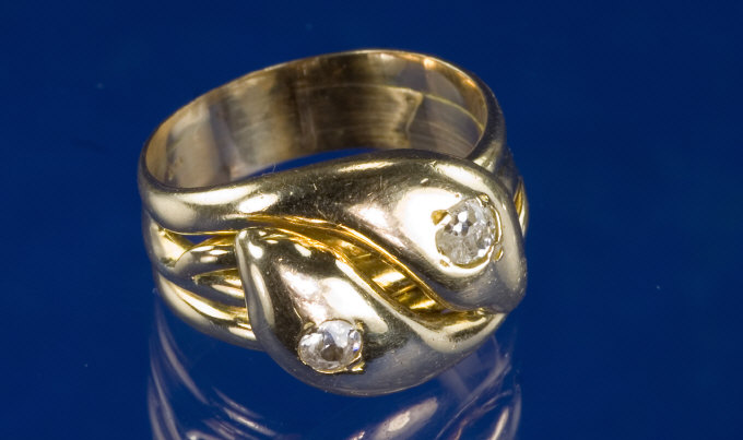 Appraisal: ct Gold Snake Ring Set With Old Cut Diamonds Approx