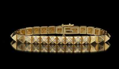 Appraisal: A Ladies' Pyramid Design Bracelet k yellow gold bracelet with