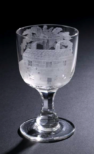 Appraisal: Good English Engraved Glass Presentation Goblet ca featuring The Cottage