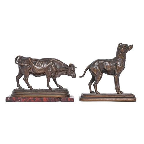 Appraisal: A French miniature bronze sculpture of a cow cast from