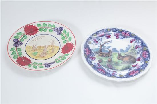 Appraisal: TWO RABBIT PLATES One is a Copeland Spode plate with