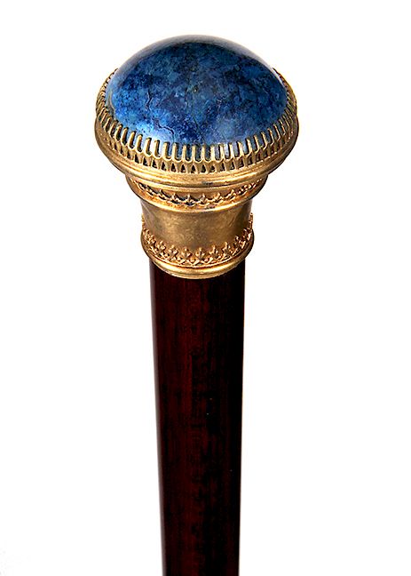 Appraisal: Lapis Dress Cane- Ca - lapis stone is inlaid atop