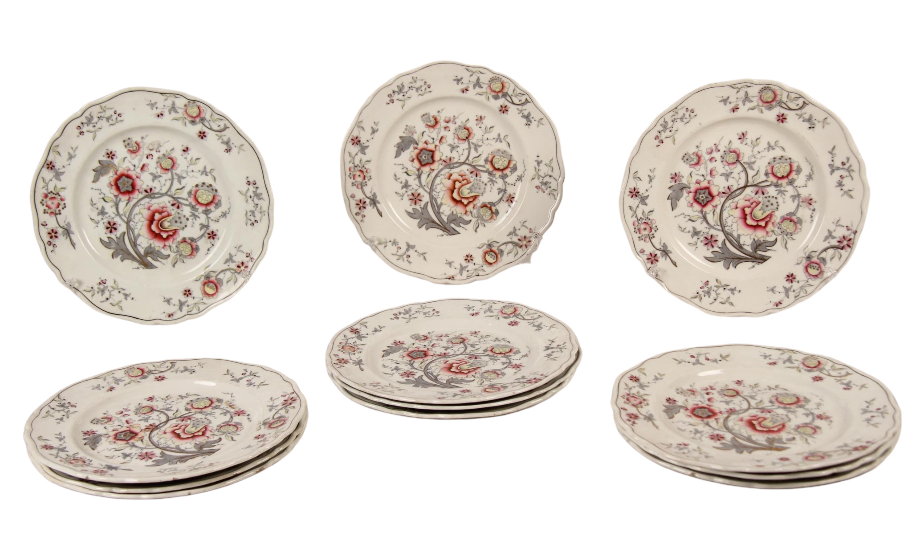 Appraisal: Group of English Ironstone scalloped edge dinner plates having floral