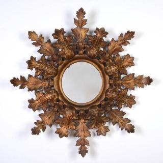 Appraisal: Continental gilt tole sunburst wall mirror th c dia