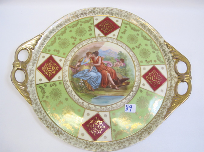 Appraisal: PORCELAIN SERVING TRAY double handled having an allegorical scene with