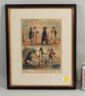 Appraisal: Framed English Colored Print Framed English colored double print of