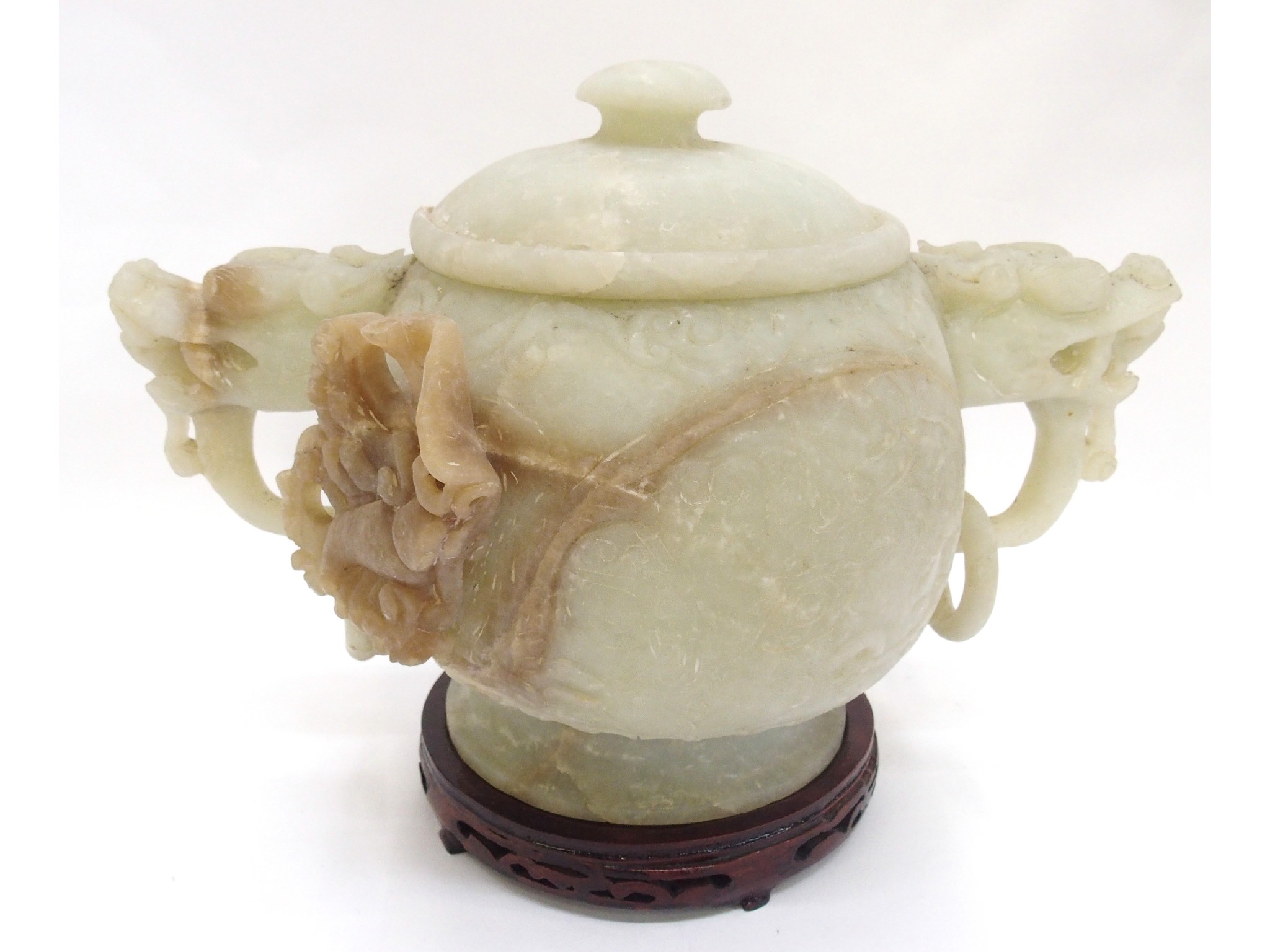 Appraisal: Chinese carved hardstone censer with cover