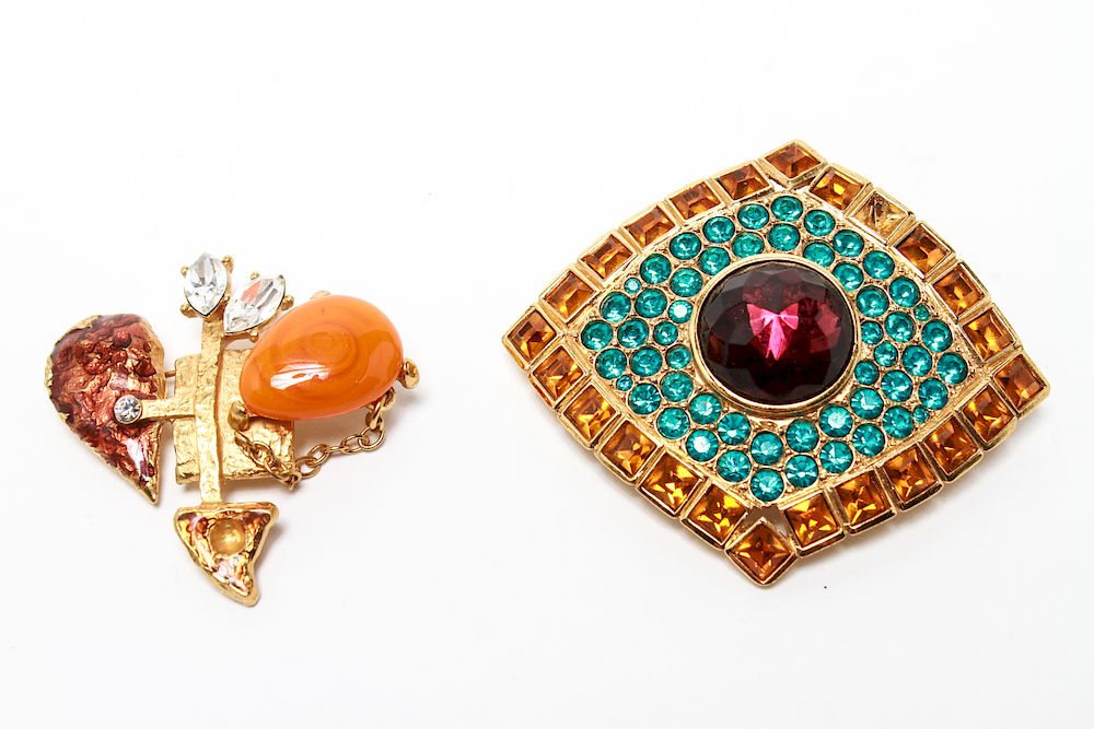 Appraisal: Designer Brooches YSL Christian Lacroix Pcs Two designer brooches comprising