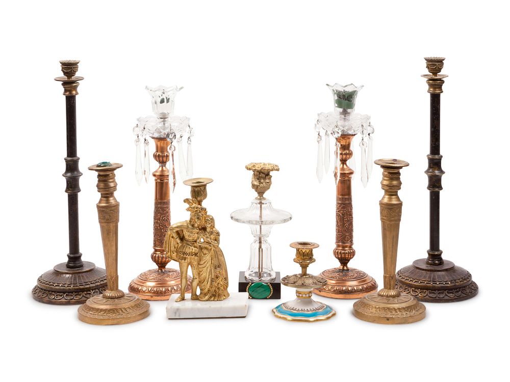 Appraisal: A Group of Nine Candlesticks A Group of Nine Candlesticks