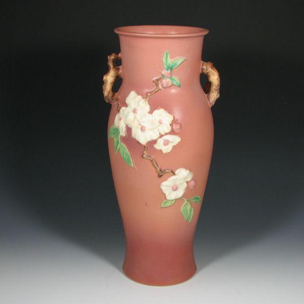 Appraisal: Roseville Apple Blossom floor vase in pink Marked Roseville USA