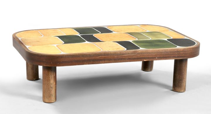 Appraisal: Contemporary Ceramic Tile Pine and Laminated Pine Low Table fourth