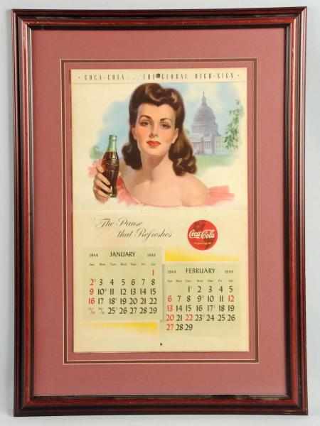 Appraisal: Coca-Cola Calendar Framed under glass Only very light wear and