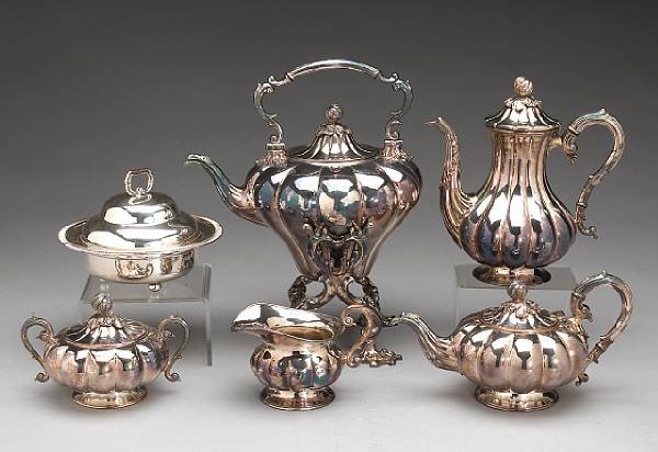 Appraisal: A plated hand wrought assembled and matching six piece tea