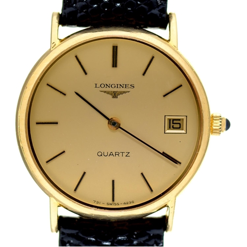 Appraisal: A Longines ct gold gentleman's wristwatch No quartz movement mm