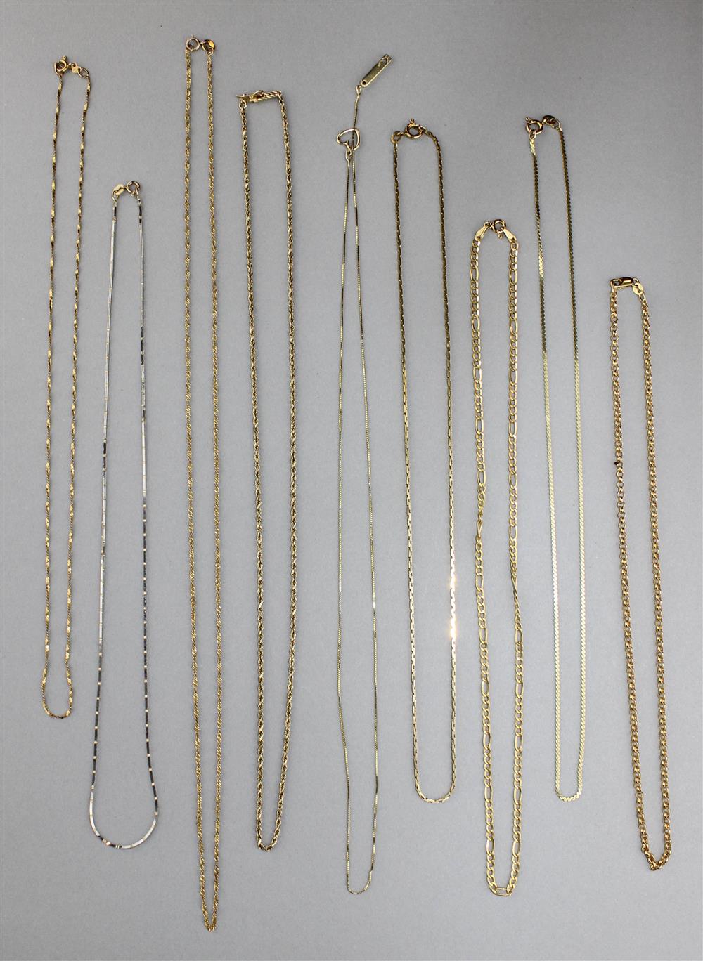 Appraisal: GROUP OF K YELLOW GOLD NECKLACES all the necklaces are