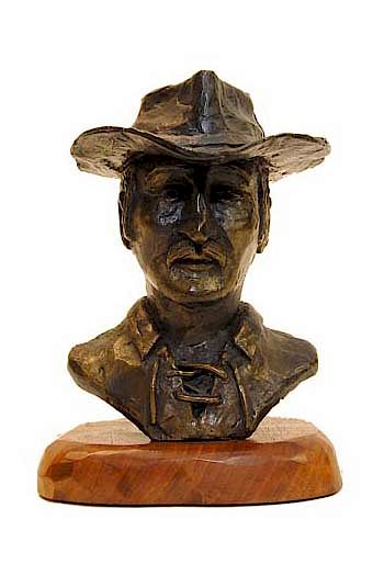 Appraisal: Mel Schelbauer Bronze Cowboy Bronze Bust Mel Schelbauer Bronze Cowboy