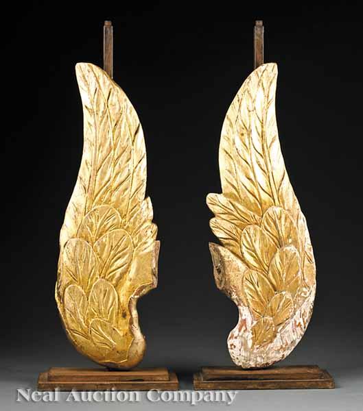 Appraisal: A Pair of Antique English Carved Giltwood Angel's Wings th