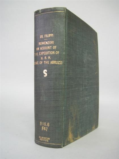 Appraisal: vol Filippi Filippo Ruwenzori London Archibald Constable Co st ed