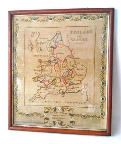 Appraisal: Victorian needlework map of England Waleslate th century