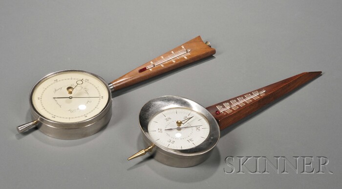 Appraisal: Two Wall Barometers Teak and chromed metal United States third