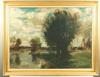 Appraisal: OOC - Barbizon Style landscape tree near stream with farm