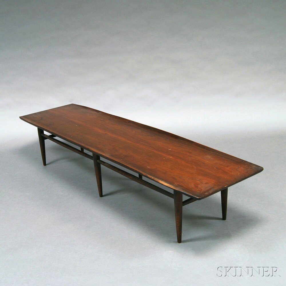 Appraisal: Mid-Century Modern Walnut Coffee Table the rectangular top with two