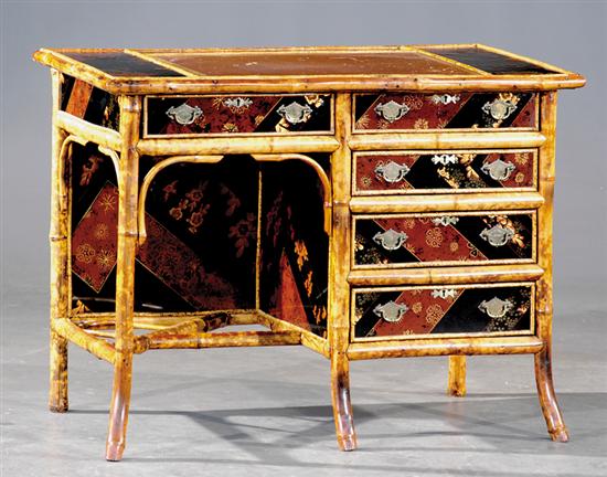 Appraisal: Aesthetic Movement bamboo and lacquer writing desk last quarter th