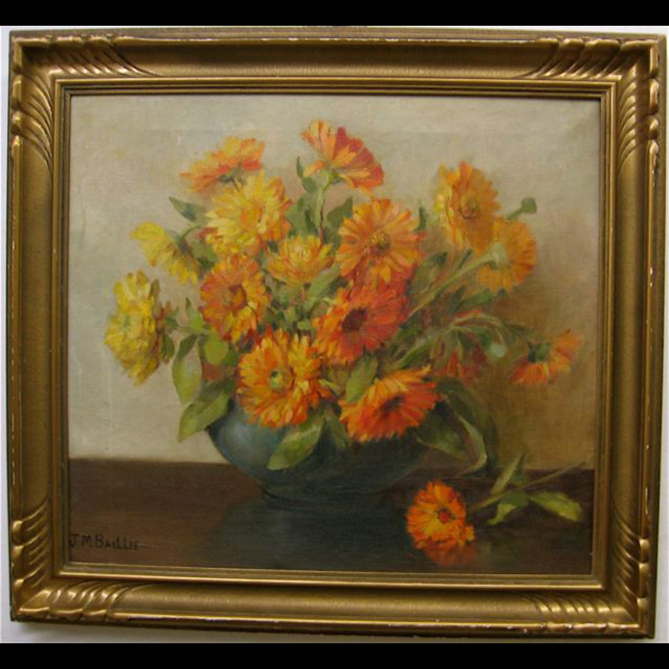 Appraisal: STILL LIFE - FLOWERS J M BAILLIE TH CENTURY OIL