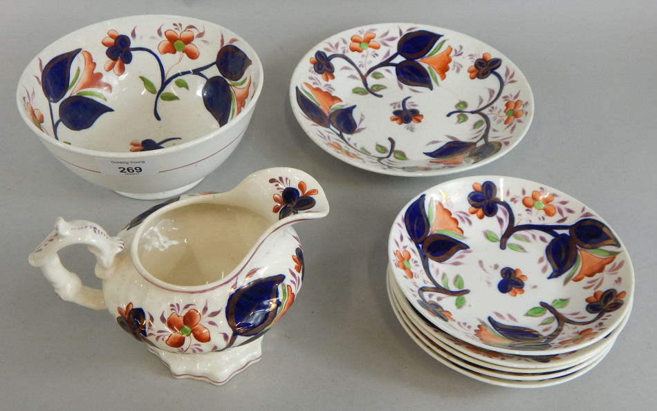 Appraisal: A Gaudy Welsh type part tea service to include saucers