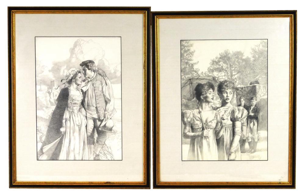 Appraisal: Robert Sabin American th C two pencil illustrations of historical