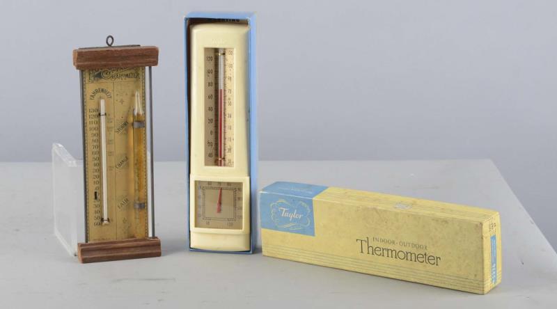 Appraisal: Lot of Vintage Thermometers The first is mounted on wood