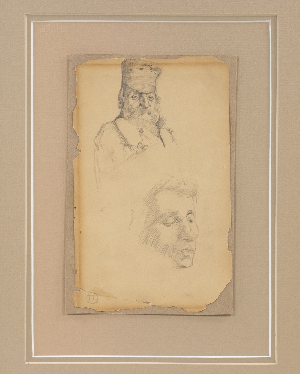 Appraisal: HENRI DE TOULOUSE-LAUTREC FRANCE - Two Graphite Studies of Heads