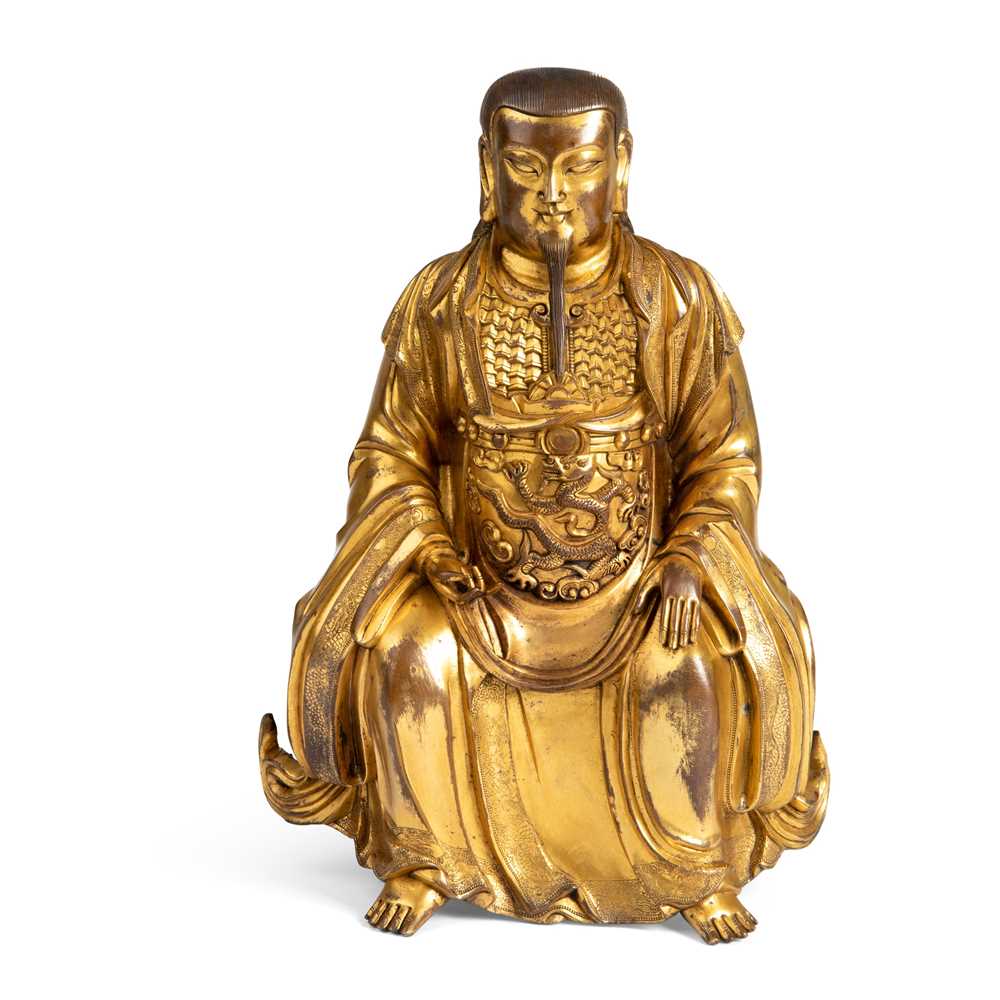 Appraisal: GILT BRONZE FIGURE OF ZHENWU MING DYNASTY OR LATER cast