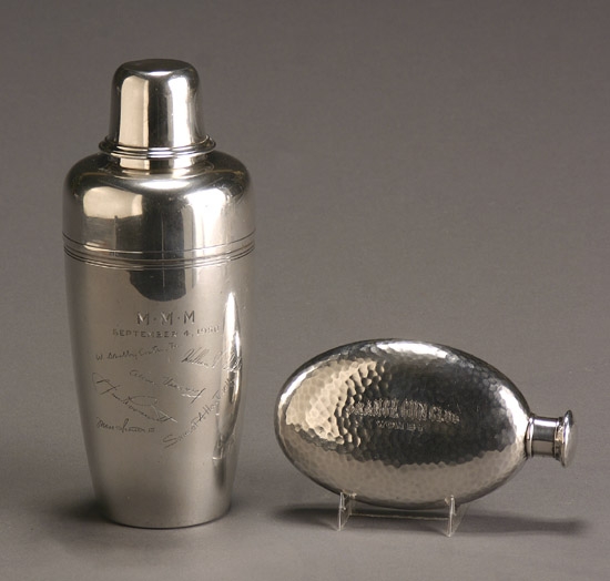 Appraisal: Tiffany Co Sterling Presentation Cocktail Shaker and Flask New York