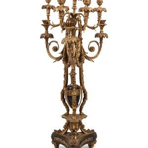 Appraisal: A Louis XV Style Gilt Bronze and Marble Ten-Light Candelabrum