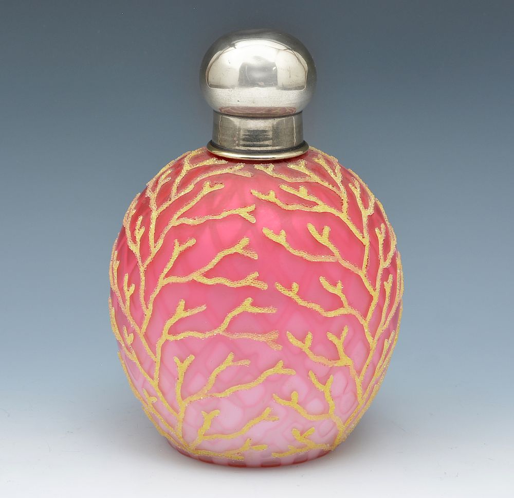 Appraisal: Thomas Webb Mount Washington coralene perfume bottle Thomas Webb Mount