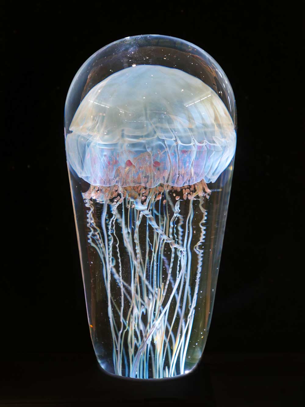 Appraisal: SATAVA Richard American - Jellyfish Glass Paperweight '' tall signed