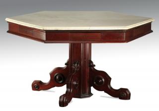 Appraisal: th c English marble top table dia English 'rent' table