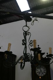 Appraisal: A French six light iron pendant black patina