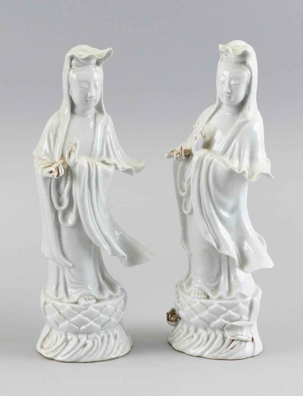 Appraisal: PAIR OF CHINESE BLANC DE CHINE PORCELAIN FIGURES OF GUANYIN