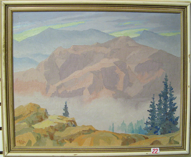 Appraisal: NOWLAND BRITTIN ZANE OIL ON CANVAS Oregon born A mountain