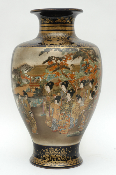 Appraisal: A LARGE JAPANESE SATSUMA VASE Meiji Period Baluster with richly