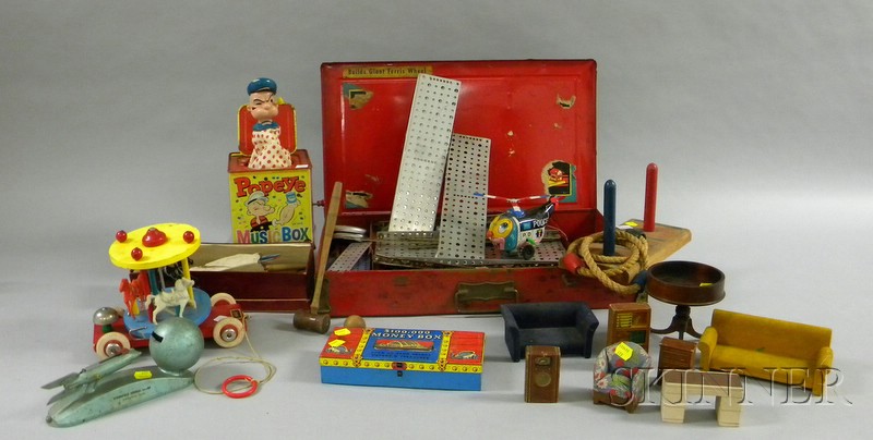 Appraisal: Group of Assorted Toys and Games a wind-up tin helicopter